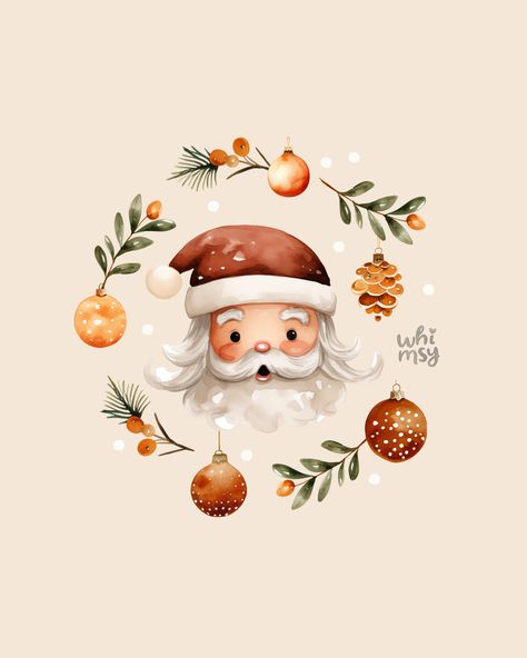 Santa exclusive pattern for fabric Xmas Illustration Christmas, Cute Santa Illustration, Cute Christmas Illustration, Xmas Illustration, Christmas Ornament Designs, Christmas Pattern Design, Santa Illustration, Ornament Illustration, Head Illustration