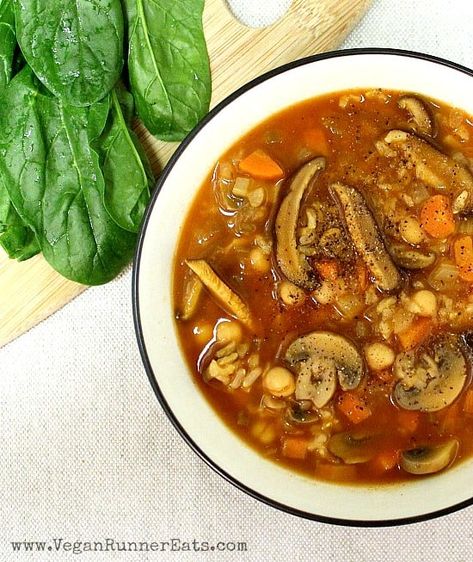 4 Vegan Recipes Approved by Dr. Greger Greger Recipes, Dr Gregor, Shiitake Mushroom Soup, Shiitake Mushrooms Recipes, Soup Recipe Vegan, Spinach Vegan, Vegan Mushroom Soup, Mushroom Barley Soup, Vegan Runner