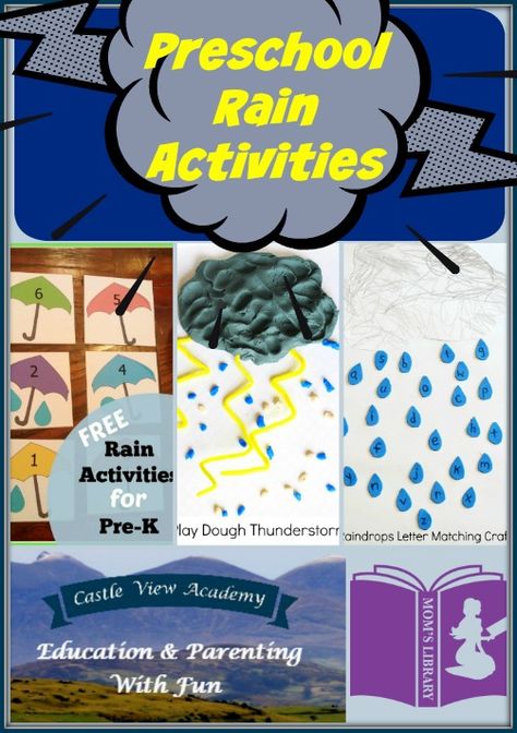 Preschool Rain Activities on Mom's Library with Castle View Academy Weather Unit Preschool, Rain Activities, Fun Preschool Activities, Rain Crafts, Weather Activities Preschool, Weather Activities For Kids, Chemistry For Kids, Kids Stem Activities, Spring Lessons