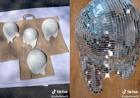 7 Disco Ball DIYs | Hunker Ikea Lantern, Diy Disco Ball, Terrarium Display, Mirror Stickers, Disco Balls, Instagram Diy, Glam Decor, Square Mirror, Mirror Tiles