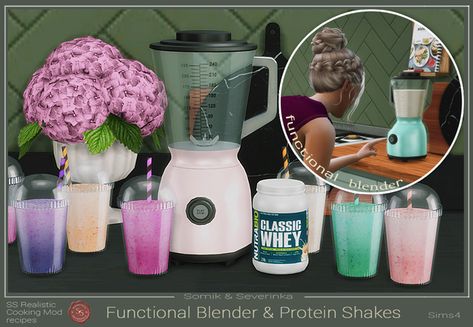 Functional Blender and Protein Shakes | Patreon Sims 4 Tide Pod, Sims Food, Sims Decor, Los Sims 4 Mods, Sims 4 Kitchen, Sims 4 Challenges, The Sims 4 Skin, Play Sims 4, Cc Furniture