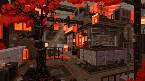 waneella is creating pixel art | Patreon Pixel City, Pixel Art Landscape, Gif Background, Pixel Art Background, Pixel Animation, Arte 8 Bits, 8bit Art, Cool Pixel Art, Desktop Wallpaper Art