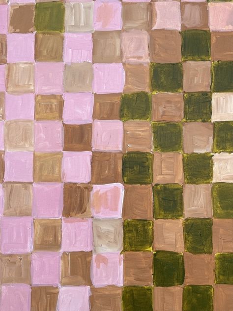 Fabric On Canvas, Checkered Fabric, Artfully Walls, Artist Wall, Arte Inspo, Abstract Art Prints, Photo Canvas, Green And Brown, All Art