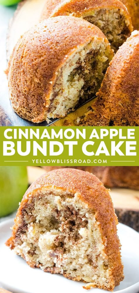 Apple Cinnamon Bundt Cake, Cinnamon Bundt Cake, Apple Bundt Cake Recipes, Cinnamon Swirls, Apple Bundt Cake, Bolo Fit, Cinnamon Cake, Apple Cake Recipes, Cinnamon Apple