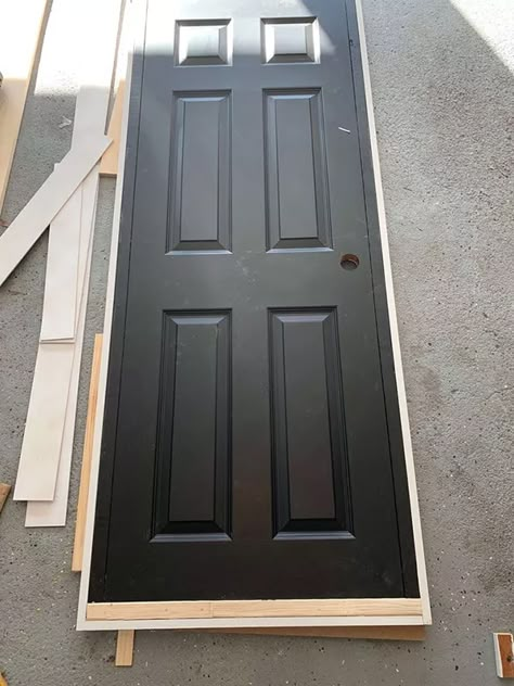 Turn Existing Door Into Barn Door, Change Door To Barn Door, Modern Farm Door, Barn Door From Regular Door, Barn Door In Hallway, Office Barn Doors For Home, Convert Regular Door To Barn Door, Refurbished Door Ideas, Barn Door Small Space