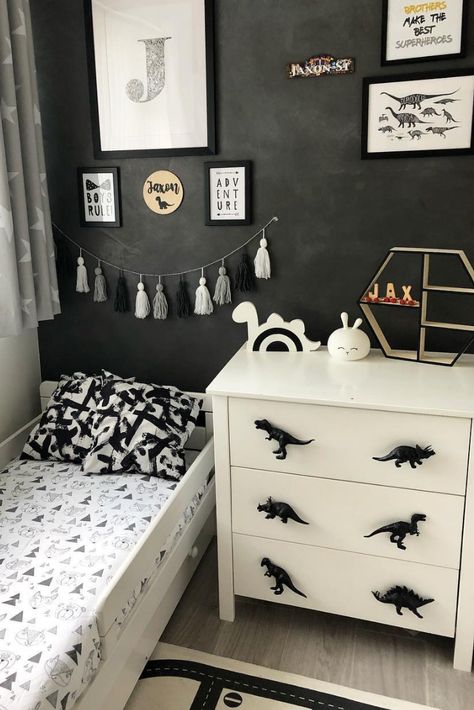 Dinosaur Toddler Room, Dinosaur Boys Room, Dino Room, Dinosaur Kids Room, White Dinosaur, Dinosaur Room Decor, Toddler Boy Room Decor, Dinosaur Bedroom, Boy Toddler Bedroom