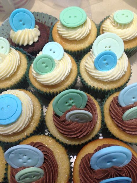 Cute as a Button Baby Shower Cupcakes Cute As A Button Baby Shower Ideas, Boy Baby Shower Decorations, Button Cupcakes, Baby Shower Photo Booth, Diy Baby Shower Gifts, Baby Shower Decorations For Boys, Baby Shower Photos, Shower Cupcakes, Cute As A Button