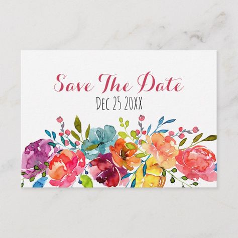 Colorful Flower Invitation, Colorful Party Invitations, Save The Date Summer, Watercolor Flower Invitation, Colorful Wedding Invitations, Summer Watercolor, Floral Cards Design, Colorful Invitations, Boda Mexicana