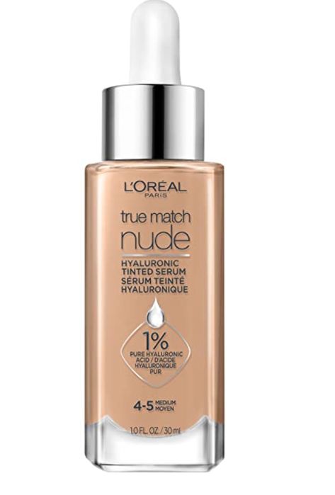 L’Oréal Paris True Match Nude Hyaluronic Tinted Serum Foundation with 1% Hyaluronic acid, Medium 4-5, 1 fl. oz. Loreal Paris True Match, Tinted Serum, Loreal True Match, Loreal Paris Infallible, Benefit Makeup, Skin Tint, Neutral Undertones, Mineral Pigments, Makeup Skincare