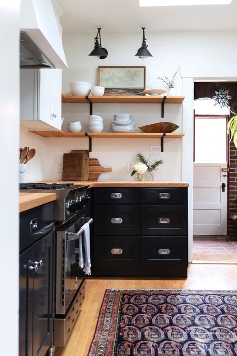 Happy Friday 8/16/19 — The Grit and Polish Spanish Art Deco, Neutral Cabinets, The Grit And Polish, Grit And Polish, White Wood Kitchens, Polish Style, Ikea Curtains, Art Deco Home, Dining Nook