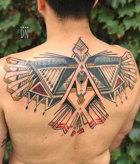 Thunderbird Tattoos, Dino Nemec, Thunderbird Tattoo, Polynesian Tattoo Meanings, Native Drawings, Polynesian Tattoo Sleeve, Falcon Tattoo, Red Tail Hawk, Polynesian Tattoos Women