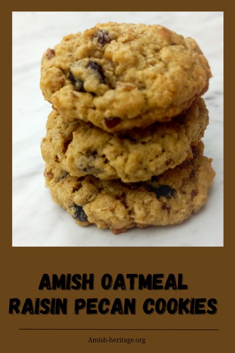 Amish Oatmeal Raisin Cookies, Oatmeal Raisin Pecan Cookies, Amish Oatmeal Cookies, Best Oatmeal Cookies Ever, Quaker Oatmeal Raisin Cookies, Aka Cookies, Amish Desserts, Amish Oatmeal, Oatmeal Raisin Cookies Recipe