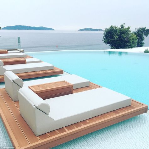 The brand new beautiful infinity pool in the entirely separate adults only section, the KB... Outdoor Sunbed, Luxury Pools Backyard, Pool Bed, Green Island, Summer Lounge, Expect Nothing, Infinity Edge Pool, Beach Bedding, Travel Facts