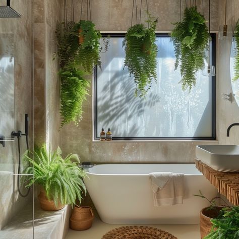 9 BEST Ideas for Indoor Hanging Plants [Types, Light, Water, Humidity, Pet Safety] Inside Hanging Plants, Hanging Plants For Bathroom, Ferns In Bathroom, Hanging Ferns Indoors, Fern In Bathroom, Hanging Plants In Bathroom, Small Bathroom Plants Decor, Bathroom Hanging Plants, Plants In Shower