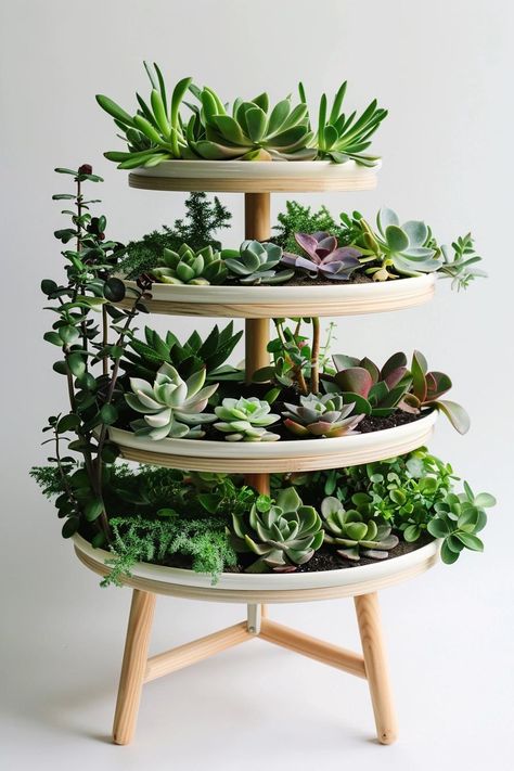 Innovative DIY Plant Stand Ideas Homemade Plant Stands, Stand Display Ideas, Plant Stand Ideas, Ladder Plant Stand, Plant Storage, Succulent Tree, Corner Plant, Backyard Balcony, Stand Ideas