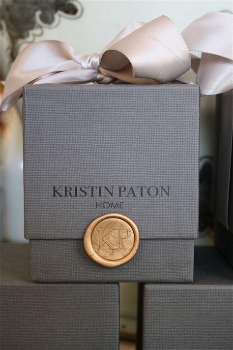 LOVE the simple textured box, the 'wax seal', and thick generous bow. Cool Packaging, Candle Packaging, Soap Packaging, Pretty Packaging, Luxury Packaging, Creative Packaging, Jewelry Packaging, Brand Packaging, Beautiful Packaging