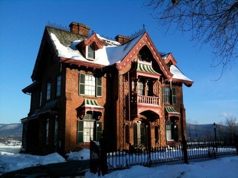 House designed by architect Andrew Jackson Downing in Newburgh, New York. Newburgh New York, Abandoned Village, American City, Somewhere In Time, Andrew Jackson, Victorian Architecture, Cute House, American Cities, Historic Homes