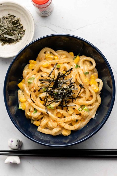 Corn Mayo Udon (5 Minutes!) - Okonomi Kitchen Udon Recipe, Spicy Mustard, Vegan Mayo, Vegan Mayonnaise, Quick Meal, Quick Weeknight Meals, Vegan Condiments, Easy Vegan, Weeknight Meals