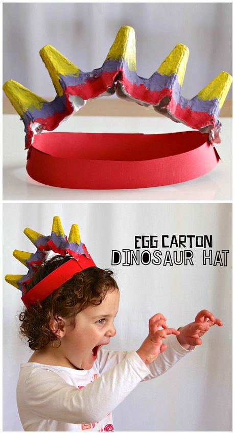 Egg Carton Dinosaur Hat Craft for Kids to make! | CraftyMorning.com Dinosaur Hat Craft, Dino Craft, Dinosaur Activities Preschool, Dinosaurs Preschool, Dinosaur Hat, Egg Cartons, Egg Carton Crafts, Folding Origami, Dinosaur Activities