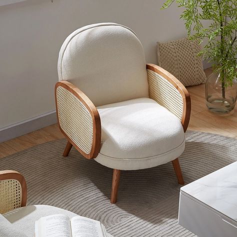 Nordic Rattan Leisure Single Sofa Chair: Combine comfort and style with this rattan leisure chair, ideal for adding a touch of warmth to any room. 🌿 Single Seater Sofa, Single Sofa Chair, Rattan Sofa, Living Room Side Table, Leisure Chair, Single Sofa, Cat Pet Supplies, Cozy Corner, Nordic Design