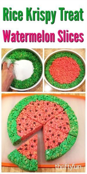 Rice Cereal Treats, Bake Sale Treats, Making Rice, Watermelon Birthday Parties, Rice Recipes For Dinner, Watermelon Party, Cereal Treats, Watermelon Birthday, Krispy Treats