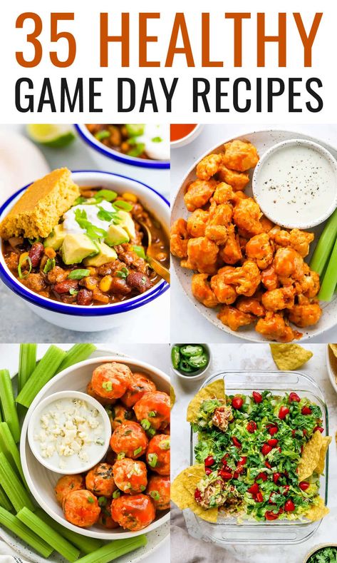 35 Healthy Game Day Recipes (7 Layer Dip) Healthy Crowd Pleasers, Superbowl Dishes, Family Game Night Snacks, Greek Yogurt Guacamole, 7 Layer Dip, Game Day Recipes, Healthy Superbowl, Eating Bird Food, Green Snacks