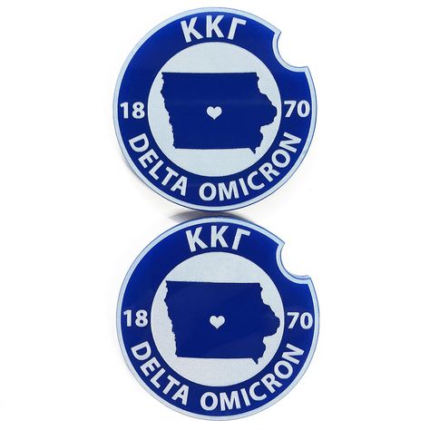 Kappa Kappa Gamma Car Coaster Set Sorority Ornaments, Kappa Kappa Gamma, Gamma Phi Beta, Greek Sorority, Gamma Phi, State Outline, Rhinestone Art, White Acrylic Paint, Greek Letters