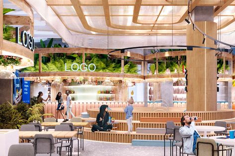 TRANSPORTATION HUB "RYAZANSKAYA" Riverside Plaza, Food Court Design, Supermarket Design, Commercial Complex, Terrazzo Flooring, Interior Rendering, Hotel Interiors, Kids Area, Food Hall