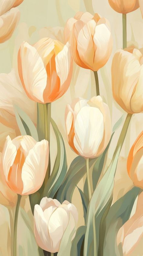 Tulip Digital Art, Tulip Background Wallpapers, Tulip Iphone Wallpaper, Tulip Phone Wallpaper, Tulip Mural, Wallpaper Aesthetic Tulips, Aesthetic Flowers Wallpaper, Tulip Aesthetic, Wallpaper Tulips