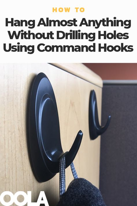 How To Hang Almost Anything Without Drilling Holes Using Command Hooks Holes In The Wall, Command Hooks, How To Hang, Clothes Hooks, Drilling Holes, Hanging Hooks, Closet Doors, Hanging Plants, Drills