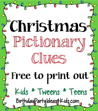 Christmas Pictionary Game  | 50 Free Clues Party Games For Teenagers, Games For Teenagers, Christmas Pictionary, Xmas Games, Holiday Party Kids, Fun Christmas Party Games, Christmas Crafts For Toddlers, Fun Christmas Games, Holiday Party Games