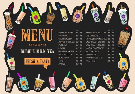 Milktea Sticker Printable, Bloxburg Boba Tea Shop, Milktea Flavors List Name, Milktea Menu Layout, Milk Tea Shop Design, Milktea Logo, Milk Tea Flavors, Milk Tea Logo, Milktea Shop