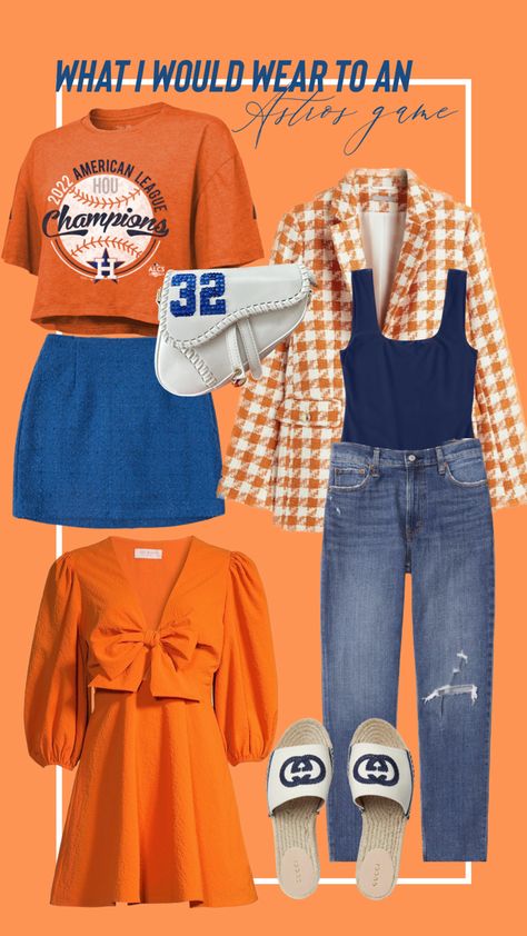 Astros Baseball Game Outfit, Houston Astros Outfit Woman, Astros Outfit Woman, Astros Outfit, Houston Astros Outfit, Baseball Game Outfit Ideas, Game Outfit Ideas, Baseball Outfits, Baseball Game Outfit