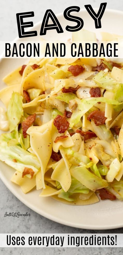 Easy Fried Cabbage, Fried Cabbage And Bacon, Bacon And Cabbage, Haluski Recipe, Sautéed Cabbage, Easy Cabbage Recipes, Cabbage And Noodles, Bacon Fried Cabbage, Cabbage And Potatoes