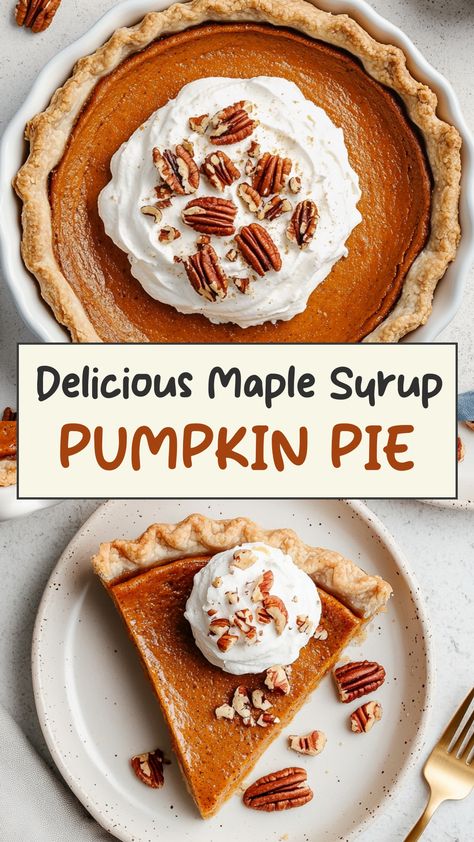 Indulge in the perfect fall dessert with our delectable maple syrup pumpkin pie recipe. This classic treat features a rich and creamy pumpkin filling infused with the sweet essence of maple syrup. Baked to golden perfection in a flaky crust, each slice delivers a harmonious blend of warm spices and natural sweetness. Whether you're hosting a festive gathering or simply craving a seasonal delight, this maple syrup pumpkin pie is sure to impress your taste buds. Pumpkin Pie Maple Syrup, Pumpkin Spice Pie Recipes, Pumpkin Pie With Maple Syrup, Pumpkin Pie Recipe With Maple Syrup, Pumpkin Pie Puree Recipes, Amish Pumpkin Pie, Pumpkin Pie Recipe Maple Syrup, Sweet Pumpkin Pie Recipe, Pumpkin Pie Filling Recipe Desserts