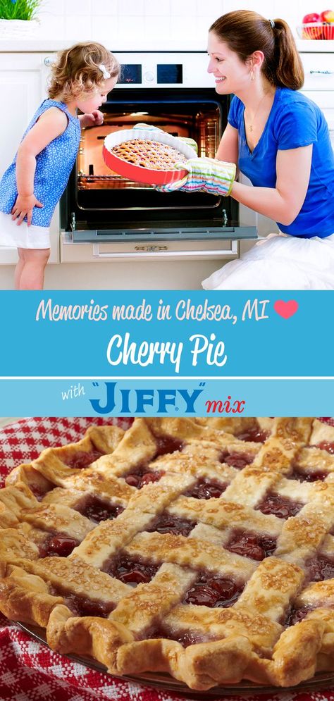 There is nothing like Cherry Pie made from Michigan cherries and Chelsea's own "JIFFY" Pie Crust Mix.

It's a match made in Heaven. Or is it Michigan? Same difference. 🍒🥧❤️ Cherry Pie Crust, Tart Cherry Pie, Jiffy Recipes, Jiffy Mix, Cherry Pie Recipe, Flaky Pie Crust, Made In Chelsea, A Match Made In Heaven, Cherry Tart