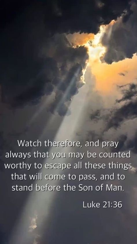 Luke 21, Watch And Pray, Bible Verses Kjv, Bible Verse Background, Son Of Man, Bible Quotes Images, Biblical Inspiration, Biblical Verses, The Son Of Man