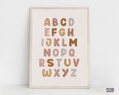 Boho Alphabet, Learning Abc, Educational Poster, Standard Paper Size, Alphabet Poster, Boho Baby Shower, Education Poster, Baby Nursery Decor, Boho Nursery