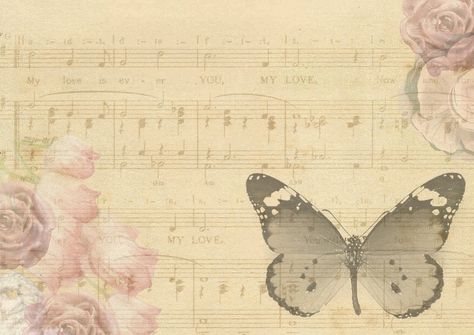 Note Aesthetic, Vintage Notes, Butterfly Music, Scrapbook Overlay, Art Musical, Art Sketches Doodles, Lined Journal, Music Note, Vintage Butterfly