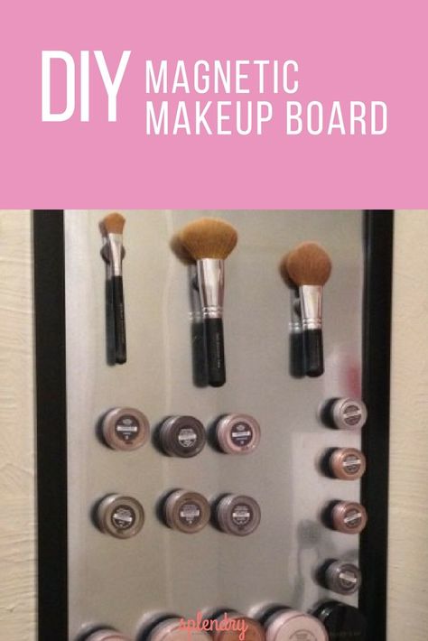 If you're ready to clear the clutter from your bathroom counters, this DIY is just what you need! We've got an easy tutorial on how to make a magnetic makeup board that will keep things organized and in plain sight! #easydiy #getorganized #organizationdiy Cluttered Bathroom, Makeup Pots, Diy Organization Ideas, Magnetic Makeup Board, Makeup Drawer Organization, Makeup Organization Diy, Makeup Organization Vanity, Makeup Board, Bathroom Counter