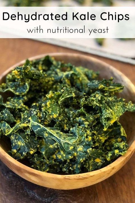 Dehydrated Kale Chips with Nutritional Yeast Dehydrated Kale, Dehydrated Kale Chips, Paleo Appetizer Recipes, Paleo Appetizer, Cheesy Kale Chips, Kale Chips Recipe, Healthy Snack Packs, Kale Chip, Whole30 Snacks