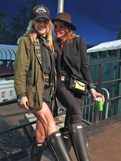 Glastonbury 2015: From Bradley Cooper to Alexa Chung, festival fashion roundup | The Independent Alexa Chung Festival, Rainy Festival Outfit, Glastonbury Festival Fashion, British Festival, Barbour Jacket Women, Glastonbury Fashion, Festival Wellies, Hunter Boots Outfit, Barbour Style