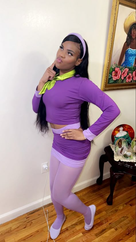 #halloween #halloween2023 #scoobydoodaphne #scoobydoo #trickortreat #purple Black Daphne Costume, Daphne Costume Black Women, Velma Costume Black Women, Cute Daphne Costume, Spirit Week Costumes, Cute Girly Halloween Costumes, Cute Scooby Doo Costume For Women, Daphne Costume Ideas, Daphne Blake Costume