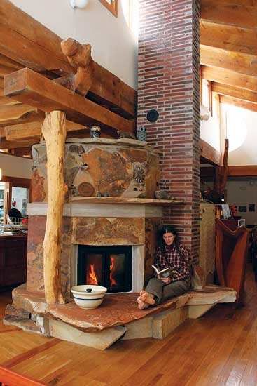 Masonry Heater, Oven Fireplace, Masonry Fireplace, Wood Heat, Wood Stove Fireplace, Living Roofs, Mother Earth News, Cabin Life, Pole Barn