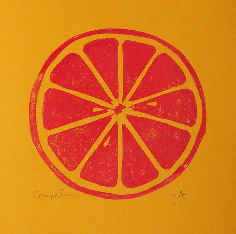 Orange Linocut, Linocut Simple, Oranges Drawing, Orange Prints, Poster Square, Orange Poster, Relief Printmaking, Linoleum Print, Lino Art