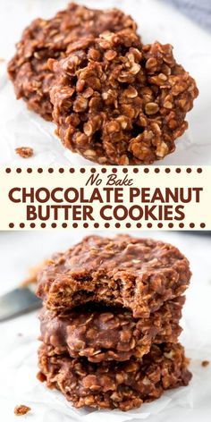 No Back Peanut Butter Cookies, No Bake Chocolate Peanut Butter Oatmeal Cookies Recipe, No Bake Cookies With Peanut Butter, Chocolate Peanut Butter Oat Cookies, Baking Recipes No Milk, How To Make No Bake Cookies, No Bake Cookies No Milk, No Bake Chocolate Peanut Butter Cookies, Peanutbutter Nobake Cookies Recipe