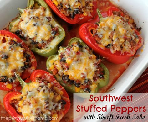 Southwest Stuffed Peppers, Ground Turkey Stuffed Peppers, Southwest Recipes, Stuffed Peppers Recipe, Stuffed Peppers Turkey, Chicken Stuffed Peppers, Peppers Recipes, Ground Turkey, Fresh Cilantro