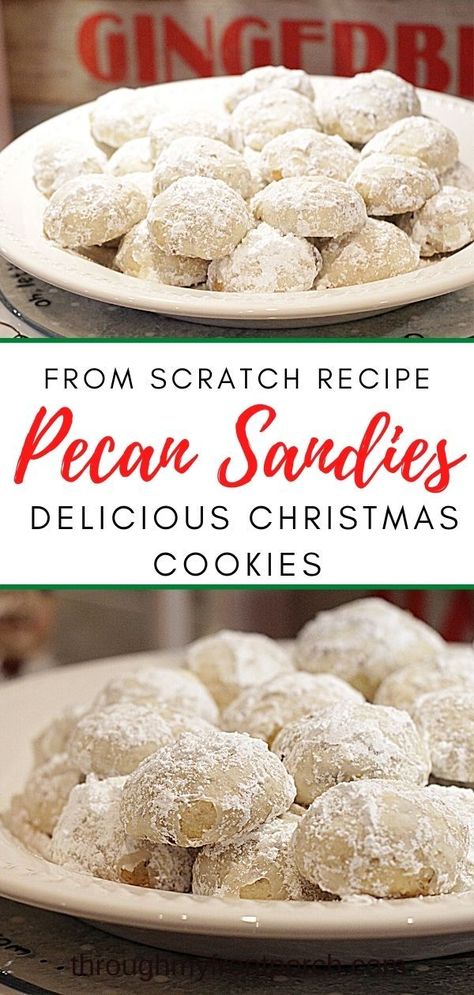 This pecan sandies cookie recipe is my all time favorite to bake come the holiday season. So easy and yummy. These little shortbread cookies melt in your mouth! Pecan Sandies Recipe, Pecan Sandies Cookies, Sandies Recipe, Sandies Cookies, Pecan Sandies, Mexican Wedding Cookies, Delicious Christmas Cookies, Pecan Cookies, Mexican Wedding