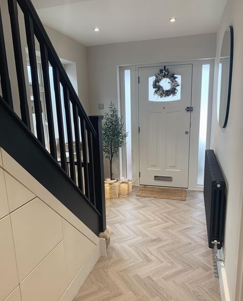 Hallway transformations✨ The hallway is the entrance into your oasis and is the first part of your home your guests will experience. Your flooring choice can go a long way in creating a lasting impression! 🌿 🔎Pictured here is our Herringbone Pearl Oak LVT Flooring 💡Swipe to see before 👉 #flooringsuperstore #flooring #hallways #flooring ideas #homedecor #renovation #hallwayideas #homeentrance #instahome #homedesign Herringbone Floor Hallway, Oak Lvt Flooring, Herringbone Lvt, Flooring Hallway, Direct Wood Flooring, Herringbone Flooring, Real Wood Floors, Lvt Flooring, Flooring Inspiration