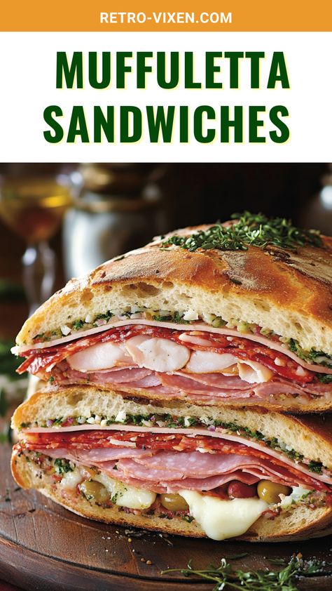 No Mardi Gras party food spread is complete without the iconic muffuletta sandwich! Packed with layers of flavorful meats, cheese, and a tangy olive salad, this New Orleans classic is perfect for feeding a crowd. Make it ahead of time for an easy, no-fuss addition to your celebration. Bold, hearty, and bursting with flavor, this sandwich is always a party favorite! Save this pin and get the recipe. Mardi Gras Party Food, Gyro Wrap, Muffuletta Sandwich, Party Food Spread, Crawfish Etouffee, Food Spread, Olive Salad, Diner Recipes, Shrimp Cocktail